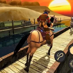 Wild West Town Sheriff Mounted Horse Shooting Game