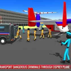 US Police Stickman Criminal Plane Transporter Game