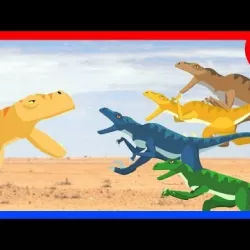 T-Rex Fights Raptors